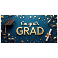 thumbnail image 1 of Graduation Congrats Grad Banner Backdrop Party Decoration Photo Booth Props Celebration Background Event Supplies Stars Ribbons School Ceremony Decor, 1 of 4