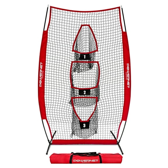 PowerNet Football Passing Net | 4' x 8' Portable 3 Target Pocket Throwing Trainer | Improve QB Accuracy | Fast Setup | Also Use as a Kicking Practice Tool or Lacrosse Net Trainer
