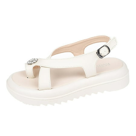 

PEASKJP Sandals for Women Dressy Summer Womens Sandals Summer Bohemian Flat Sandals Shoes with Elastic Strap Dressy Sandal (White 7)