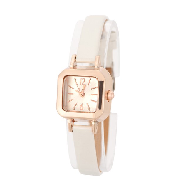 Reloj de pulsera de cuarzo Femenino Bling Bling analógico con correa de PU blanco