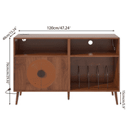 Record Player Stand, Large Turntables Stand with Vinyl Record Storage Holds up to 350 Albums, Record Player Table for Living Room Office, Walnut