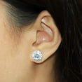 thumbnail image 2 of 18k White Gold Round Moissanite Stud Earrings (4ct TGW, 8.5mm, J-K)&nbsp;4-Prong Set, Push-Back by Diamond Wish, 2 of 4