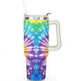 thumbnail image 2 of Colored Tie-dyeing 40 Oz Tumbler with Handle Lid and Straw, Stainless Steel Double Walled Vacuum Insulated Cup, Cute Anniversary Wedding Birthday Gifts Tumbler for Women Men Friends Outdoor Indoor, 2 of 7