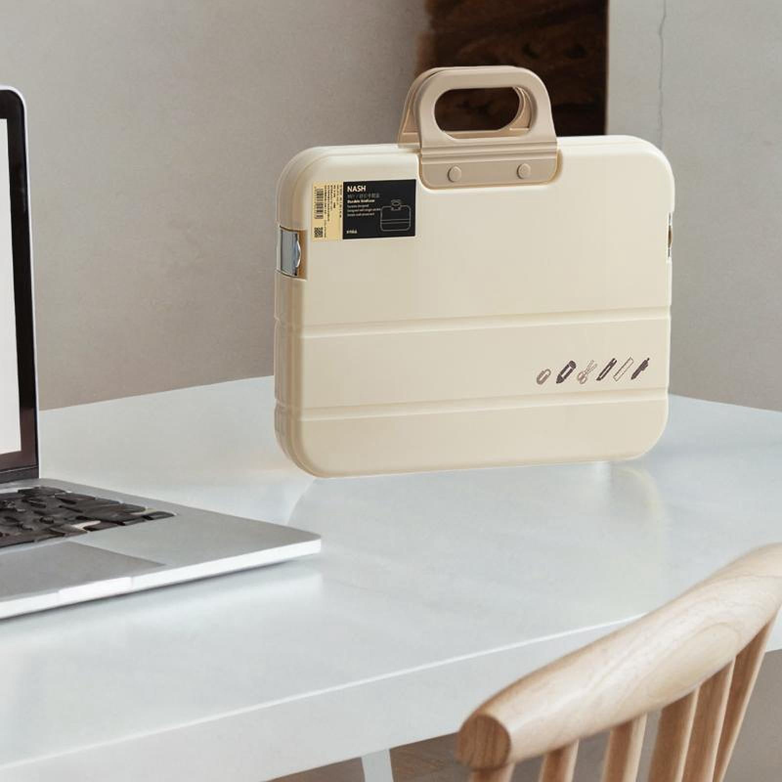 MAGIDEAL Portable files Organizer A4 Document Box Multipurpose Accessories with Snaps Cream Color