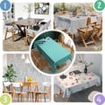 thumbnail image 5 of Turquoise Geometric Quatrefoil Pattern Rectangle Tablecloth 60"x102",Waterproof Polyester Rectangle Table Cloth, Wipeable Spillproof Polyester Tablecloth for Dining, Camping, Indoor and Outdoor, 5 of 6