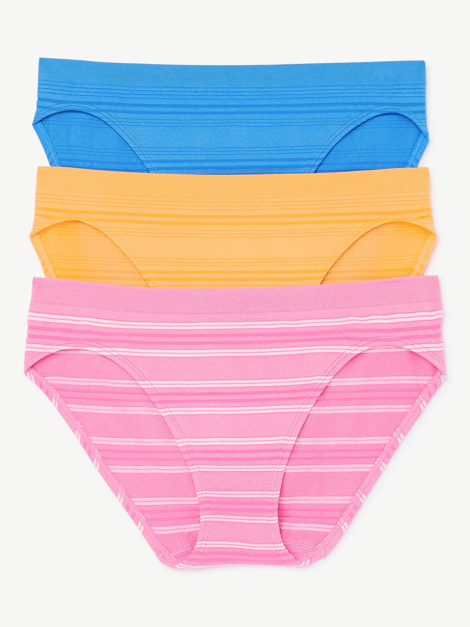 Joyspun Women's Seamless Bikini Panties, 3-Pack, Sizes XS to 3X ...