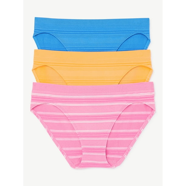 Joyspun Women's Seamless Bikini Panties, 3Pack, Sizes XS to 3X