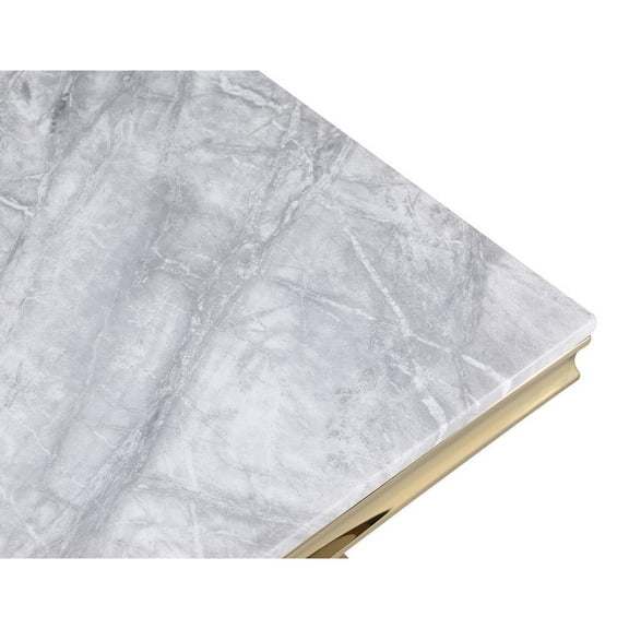 Crownie Gold Rectangle Faux Marble Coffee Table