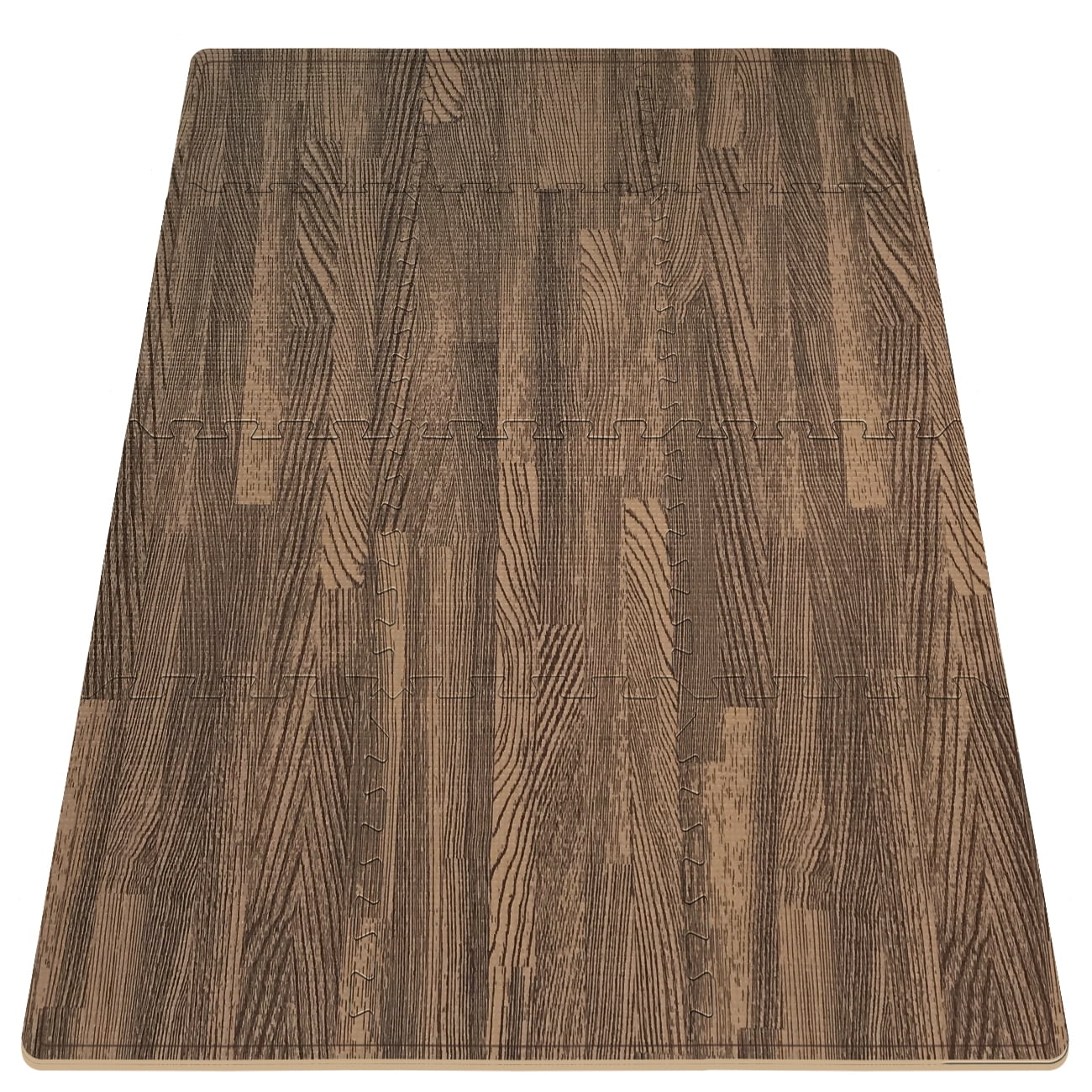 Sorbus Interlocking Floor Mat – Wood Print Multipurpose Foam Tile Flooring – Home, Office, Playroom (12 Tiles,12 Sq ft, Dark)