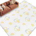 thumbnail image 2 of Cartoon Lemons Washable Living Room Rugs 6'x9', Summer Fruit Leaf Pastoral Plant Farmhouse Low Pile Throw Large Area Rug Non-Slip Sturdy Edge Binding Carpet for Dining Room Kitchen Office, 2 of 9