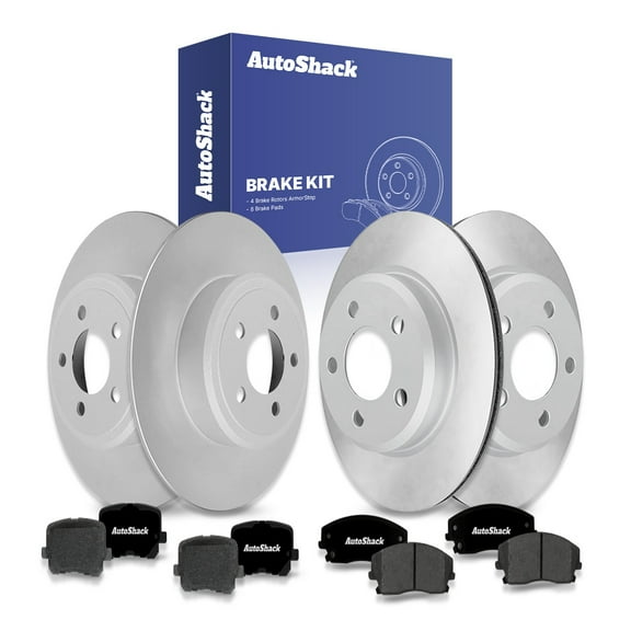 AutoShack Front Vented & Rear Solid Coated Brake Rotors   Ceramic Pads 12-PC Brake Kit Replacement for 2014-2015 Dodge Charger ArmorStop