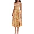 thumbnail image 2 of Nrmvnmi Womens Summer Corset Dress Elegant Spaghetti Strap Midi Dress Flowy Pleated Boho Floral A-Line Midi Dress Yellow XLMothers Day Gifts, 2 of 3