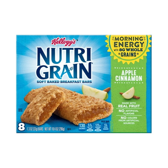 Kellogg's Nutri-Grain Apple Cinnamon Chewy Soft Baked Breakfast Bars, 1.3 oz, 12 Count