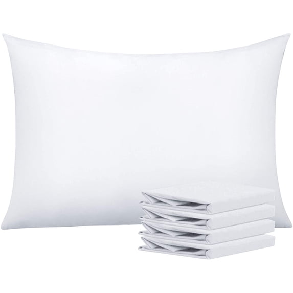 100% Brushed Microfiber Pillowcases Set of 4, Soft and Cozy, Wrinkle, Fade, Stain Resistant, 20"x 30", White