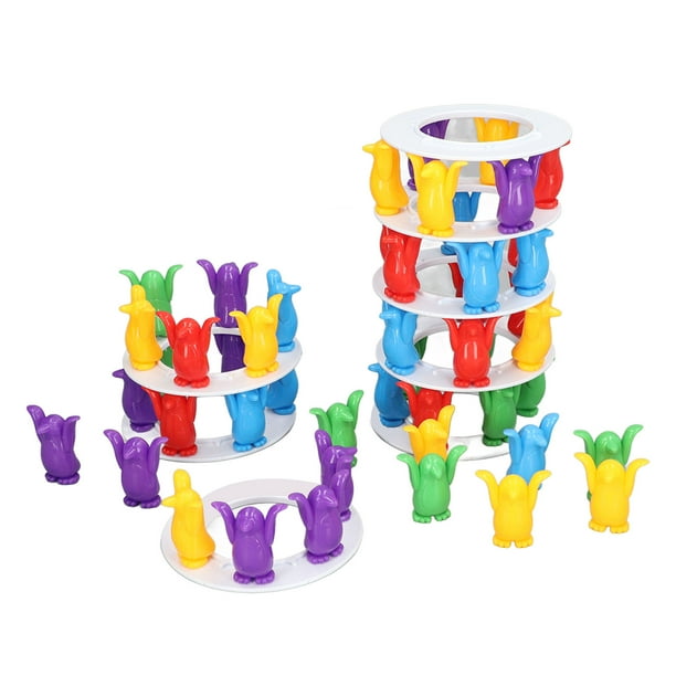 Juego de apilamiento de bloques de equilibrio, pingüinos, ejercicio, coordinación mano-ojo, juego de torre, juego de apilamiento para niños de 3 años