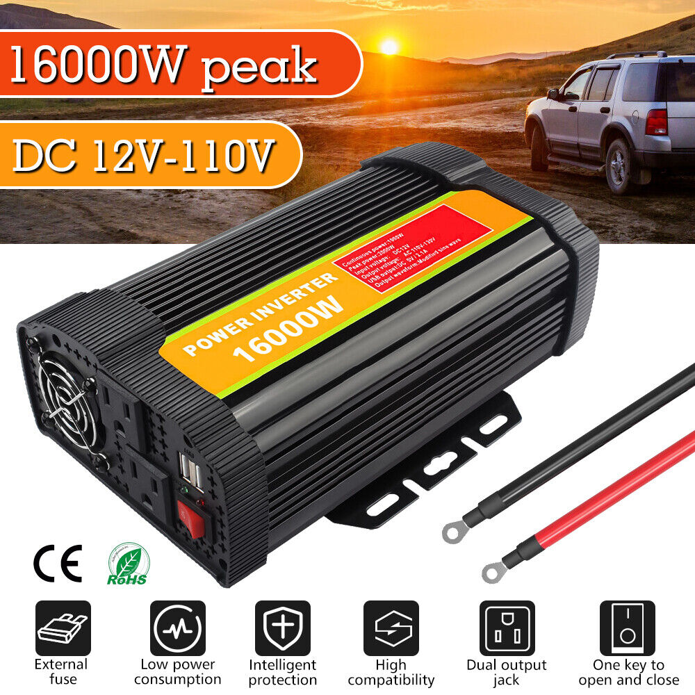 16000W Power Inverter 200W Solar Panel 12V Battery Charger Kit + 110V Controller