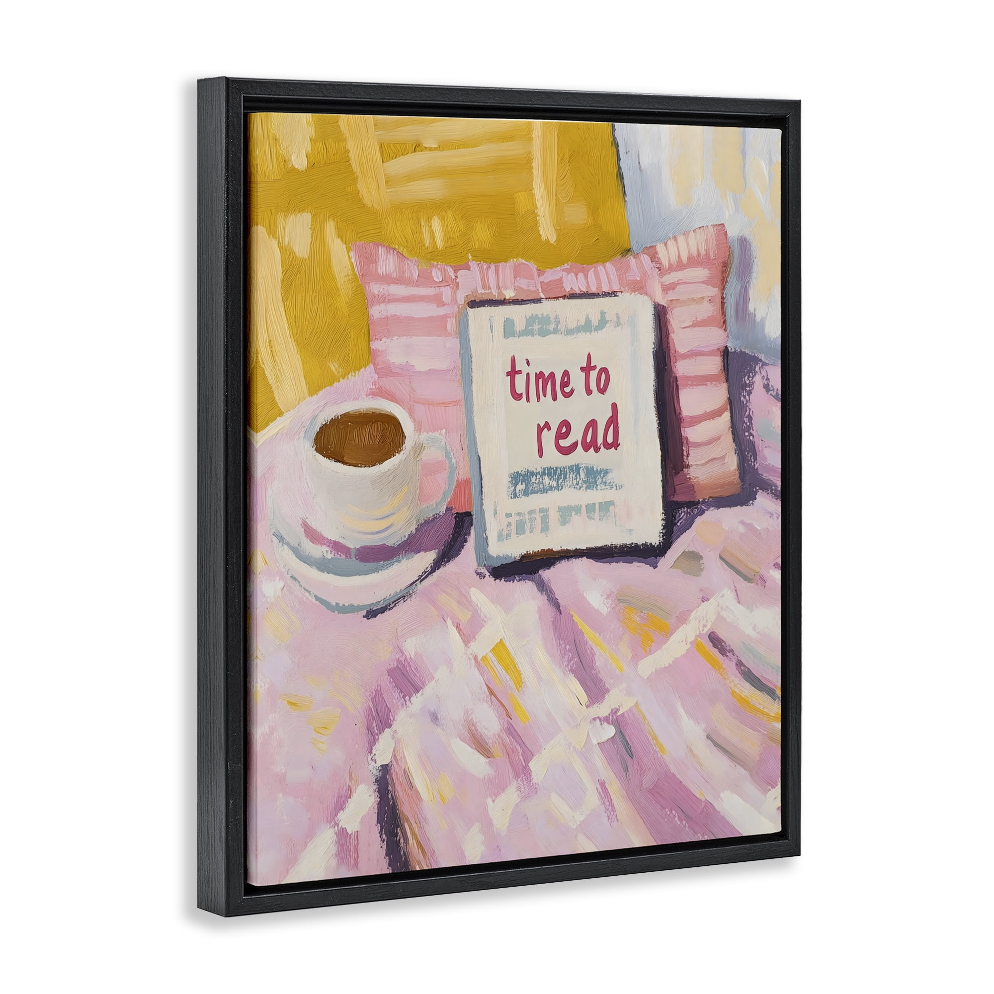 Stupell Industries Time To Read in Morning Black Framed Floater Canvas Wall Art, design by The Prints Vibe