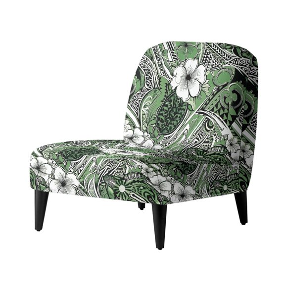 HELLHERO Stretch Anti-Wrinkle Armless Slipper Chair Slipcover with Tropical Pattern, Dust Protection Chair Cover for Dining Room and Living Room