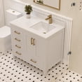 thumbnail image 4 of Ayna Decors Rooh 36 in White Bathroom Vanity Set with White Quartz Countertop and Brass Faucet | Pop-Up Drain and P-Trap Included | Gold Hardware, 4 of 10