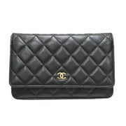 Pre-Owned CHANEL Chanel Matelasse Chain Wallet Shoulder Bag Black Caviar Skin Women's Men's (Good)