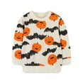 thumbnail image 4 of Siilsaa Baby Boy Girl Sweatshirt Tops Toddler Halloween Outfit Long Sleeve Crewneck Pullover Sweater Shirt Z02-Orange,100, 4 of 5