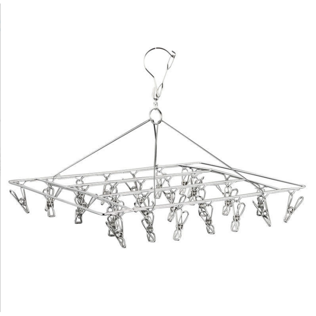 TORUBIA Clothes Drying Rack with 40 Clips, Stainless Steel Laundry Drying Rack, Baby Hangers, Clothes Hangers for Drying Socks, Drying Towels, Diapers, Bras, Baby Clothes, Underwear, Hat(1 Pack)