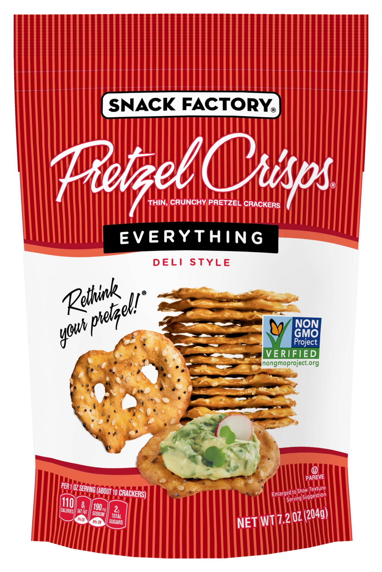 Snack Factory Pretzel Crisps, Everything, 7.2 Oz Bag