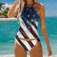 thumbnail image 2 of MKLEKYY Trajes De Baño Women'S Fashion Summer Independence Day Printed Sexy Lace Up Split Swimsuit (1), 2 of 5
