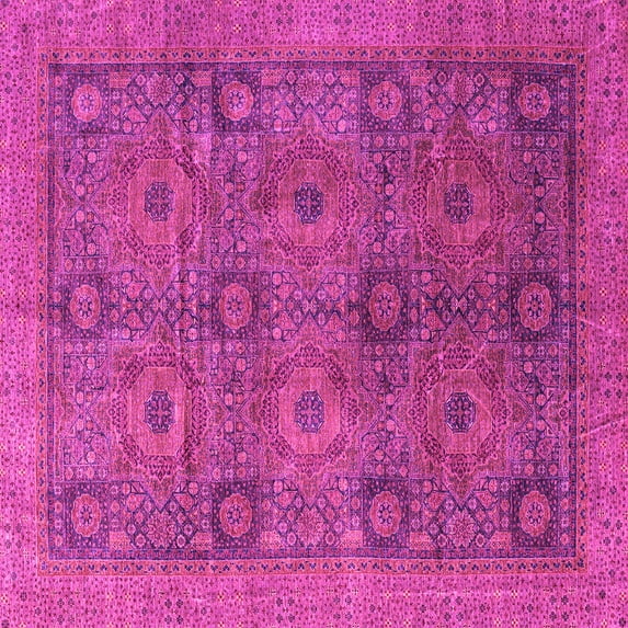 Ahgly Company Indoor Square Oriental Pink Modern Area Rugs, 4' Square