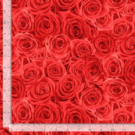 Cotton Red Roses Flowers Floral Plants Red Cotton Fabric Print by the Yard (ROSE-CD3142-RED) by Timeless Treasures