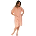 thumbnail image 2 of Women's Short Sleeve Woven Snap-Front Closure Housecoat Duster Lounge Stripe Nightgown Robe, 3X-Large Peach, 2 of 5
