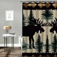 thumbnail image 2 of Autua Moose Trees Rug Pattern Bathroom Shower Curtain Set with Hooks, Premium Polyester Fabric Waterproof Shower Curtain for Bathroom Decoration 69"x72, 2 of 7