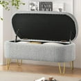 thumbnail image 3 of Aukfa Modern Oval Storage Ottoman Bench with Flip-Top Lid – Upholstered Entryway/Bedroom/End-of-Bed Bench,Gray, 3 of 7