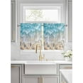 thumbnail image 2 of Summer Beach Kitchen Curtain 24 Inch Length, Ocean Blue Star Shell Sea Waves Small Short Cafe Tiers Curtains Drape, 2 Panel Coastal Beachy Window Treatment Rod Pocket Drapery Panels Curtains 27.5x24, 2 of 6