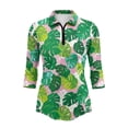 thumbnail image 2 of Uorisanigo Palm Leaves Womens Quick Dry Athletic Polo Shirts Size 2XL Versatile Comfortable Women's 3/4 Sleeve Athletic Golf Shirts Fashion Outing Wear Relaxed Pullover for Women, 2 of 7