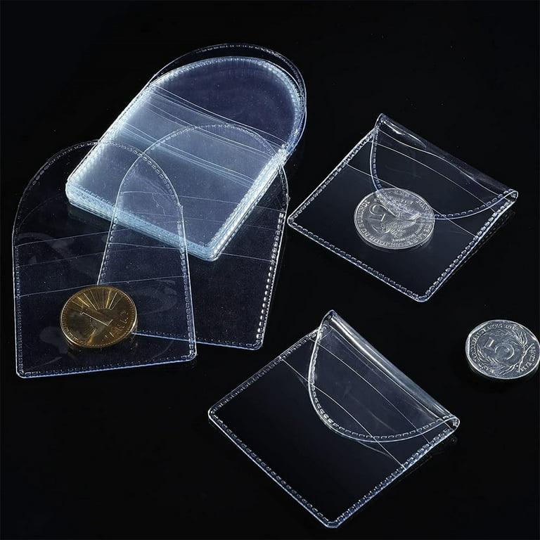 50 Pcs Single Pocket Coin Sleeves Collectors Individual Clear Plastic  Sleeves Holders Small Coin Holders Plastic Coin Pouch Single Coin Protector  for Coins Jewelry and Small Items Storage (2.2 inch) 