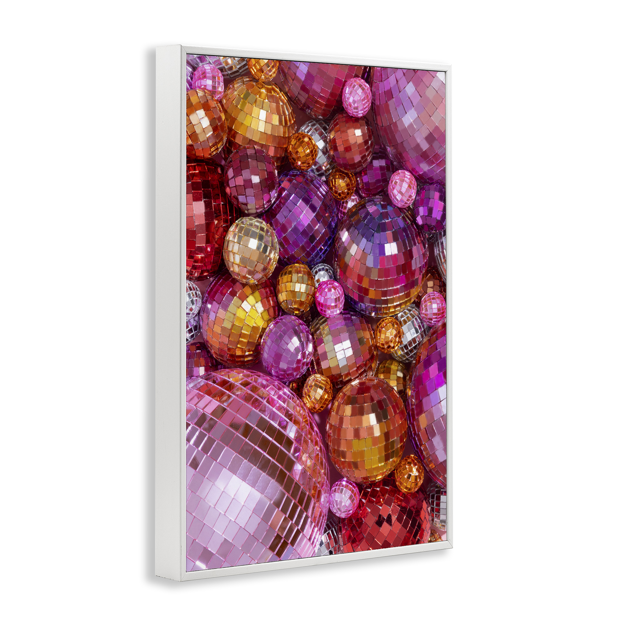 Stupell Industries Various Size Disco Balls Performing Arts Painting White Framed Art Print Wall Art, 12 x 18