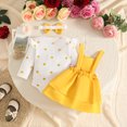 thumbnail image 4 of CAICJ98 Baby Girl Clothes Fall Winter Outfit Long Sleeve Ruffle Romper Plaid Skirt Bow Headband 3 Pcs Set (Yellow,9-12 Months), 4 of 8