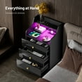 thumbnail image 2 of Nightstand with LED Light, Charging Station, 3 Deep Drawers & Shelves, Modern Wood Night Stand Bed Side End Table with Glossy Front for Bedroom & Living Room, 2 of 6