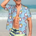 thumbnail image 7 of Gaeub Gnome On A Watermelon Mattress In The Pool Print Men's Hawaiian Shirt,Button Down Short Sleeves Shirts,Tropical Beach Casual Button Down Shirts,XX-Large, 7 of 7