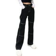 thumbnail image 2 of LEBONYARD Womens Pants Plus Size Clerance Elastic Waist,Women's Loose Casual and Comfortable Solid Color Flower Bud Waist Strap Pants Black XXL, 2 of 5