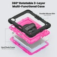 thumbnail image 2 of 3 Layer Multi-Functional Case for iPad Air 13 2024, for Kids Heavy Duty Protective Case with Screen Protector & Stylus Holder & 360 Rotating Stand and Hand/Shoulder Strap Cover - Rose+Black, 2 of 9