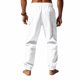thumbnail image 4 of Pantalones largos para hombre, informales, holgados, ventilados, con bolsillos y cordón, para exteriores, ejercicio, ropa de trabajo, pantalones con faja, pantalones de poliéster para hombre., 4 of 9