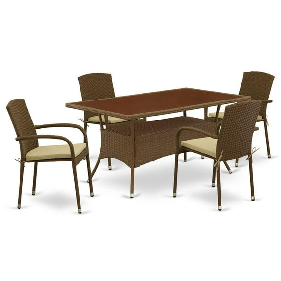 East West Furniture Wicker Patio Set Brown, OSJU5-02A