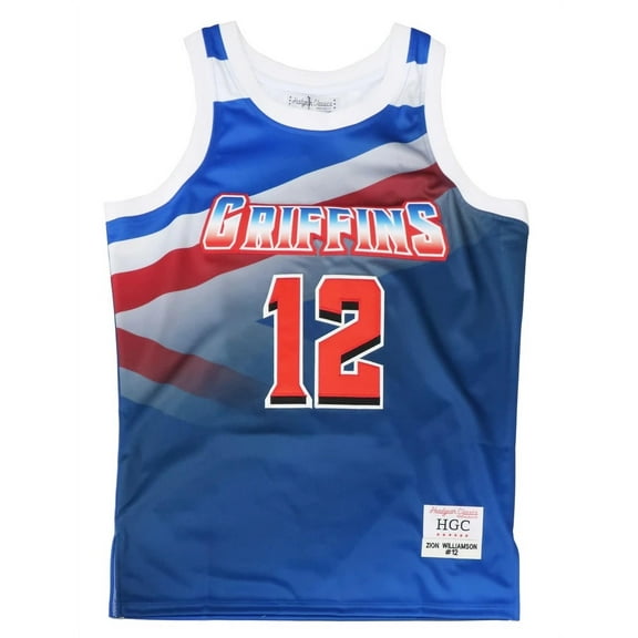 Zion Williamson Men's Headgear Classics Premium Embroidered Spartanburg Day School Griffins High School Basketball Jersey (Small, Blue)