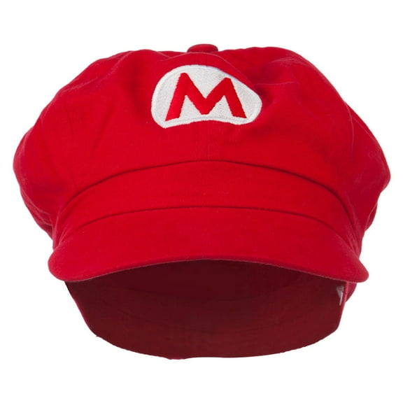 Big Size Circle Mario Luigi Wario Waluigi Embroidered Cotton Newsboy Cap - Red XL-2XL