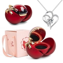 Preserved Roses with Heart Necklace - Birthday Gifts for Women, Forever Rose in a Jewelry Box, Eternal Flower Gift Set for Her on Valentines Mothers Day Christmas Anniversary