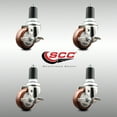 thumbnail image 2 of 3 Inch 316SS Maroon Poly Swivel 1-1/2 Inch Expanding Stem Caster Set Brake SCC, 2 of 2
