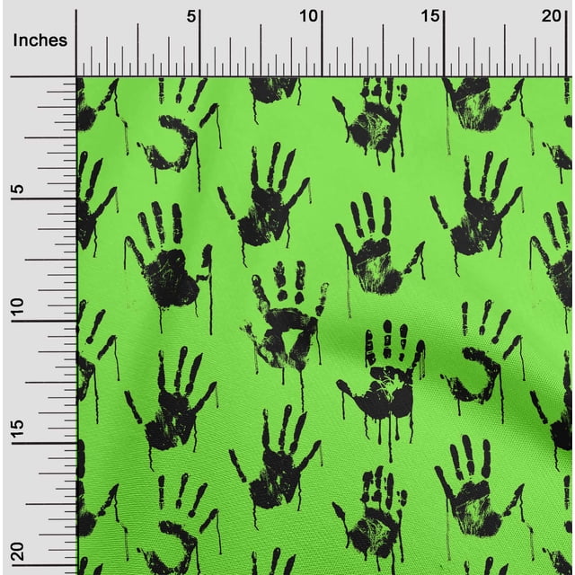 oneOone Rayon Light Green Fabric Handprint Skull Craft Projects Decor Fabric Printed By The Yard 56 Inch Wide