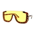 thumbnail image 1 of Womens Semi Rimless Flat Top Thick Plastic Shield Sunglasses Tortoise Gold Orange, 1 of 4